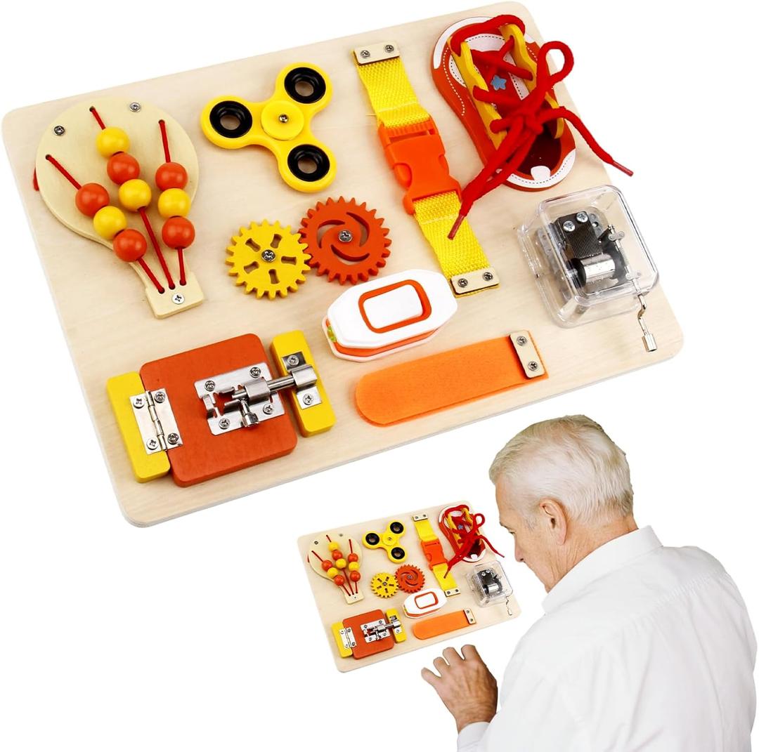 Fidget Busy Board for Adults with Dementia, Dementia Products for Seniors- Sensory Activity Board with Tactile Stimulation for Alzheimer's Patients, Ideal Gift for Memory Care