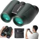 12x32 Compact Binoculars for Adults - High Powered Lightweight Small Binoculars with Large View - Super Bright Waterproof Binocular for Bird Watching Travel Cruise Ship Hiking Sports Concert (Dark Green)