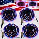 4Pack 400LED Red White and Blue Lights, Total 152ft Connectable 4th of July Patriotic Lights 11 Modes Timer 2 Festival Colors Twinkle String Light for Memorial Day Halloween(RWB & Purple Orange)
