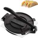 Cast Iron Tortilla Press 12 inch, Heavy Duty Tortilla Pataconera, Flour Tortilla Press with Foldable Handle, Taco press with Some Parchment Paper, Roti Maker, Black