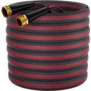 100ft Non-Expanding Garden Hose with 8-Layer Latex Core, Lightweight & Kink-Free, Flexible Heavy Duty Water Hose for Lawn, Yard, Car Washing (3/4" Solid Brass Fittings, Crush-Resistant)