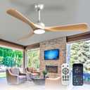 Depuley 52-Inch Ceiling Fan with Light: Wood 3 Blade Outdoor Fans for Patios - Dimmable Indoor Fan with Remote APP Control Ultra Quiet DC Motor Reversible 6 Speed Timer