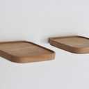 Raft Floating Shelf Wood Round Wall Mounted Showcase Wall Shelf Hanging Planter Storage Wooden Shelf for Plants Photo Candle Invisible Wall Decoration Design Set of 2 (Square 7.09 inch)