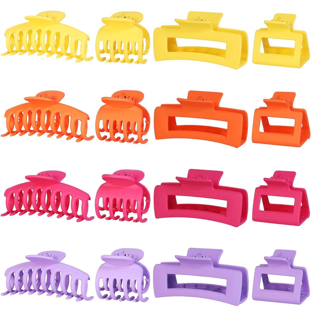 Hair Claws 16 Pcs Hair Clips for Women Thin Thick Curly Hair Large and Small Matte Banana Clips Strong Hold Nonslip