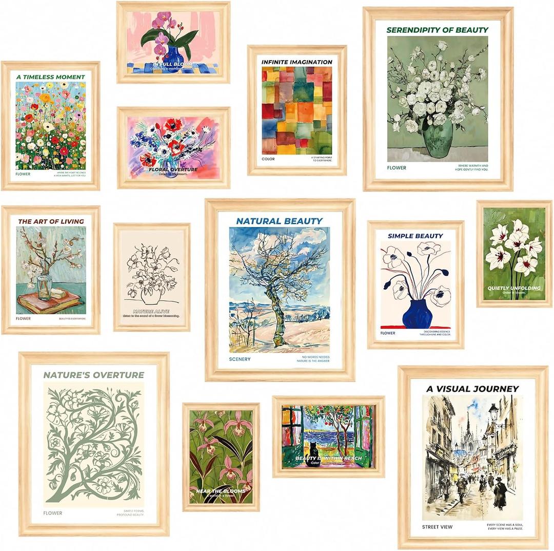 2 x Elegift Vintage Eclectic Wall Art Prints, Artsy Maximalist Decor Room Aesthetic, Gallery Wall Prints Posters for Bedroom, Dorm Wall Decor, (Multi Sizes, 8" X 10" Largest, Set of 14,Unframed)