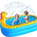 Inflatable Swimming Pool for Kids with Sprinkler, 67x41x32in Family Size Backyard Summer Water Play