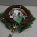 21" Pre-Lit Christmas Wreath for Front Door,Christmas Wreath Decorations with Golden Christmas Reindeer Jingle Bells Pine Cones,Christmas Door Wreath for Home Wall Window Indoor Outdoor Decor