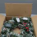 Christmas Wreaths for Front Door, 20 Inch Lighted Christmas Wreaths with Timer 8 Modes 30 Warm White&Multicolored Dual Color Lights 8 Snowy Pinecones 40 Red Berries for Indoor Outdoor Wall Home Decor