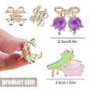 2 x Mini Hair Jaw Clips 12Pcs Sparkling Metal Flower Barrettes Non-Slip Metal Sparkly for Teens and Women Cute Hair Accessories (Pink)