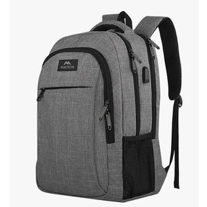 MATEIN Travel Laptop Backpack, Business Anti Theft Slim Sturdy Laptops Backpack with USB Charging Port, Water Resistant College School Computer Bag Gift for Men & Women Fits 15.6 Inch Notebook, Grey