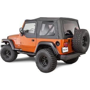 TACTIK Fabric Only Replacement Soft Top - Fits Jeep Wrangler TJ 1997-2006 - Custom-Fit Fabric Roof with Removable Side and Back Window Jeep TJ Soft Top Jeep TJ Top Cover (With Door Skin Black Diamond)