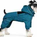 LOVELONGLONG Waterproof Dog Raincoat with Removable Hood  Outdoor Full Body Dog Jacket, Windproof Snowproof Shell Suit  All Season Pet Rain Gear Ocean Teal S (S (Back 11.5"))