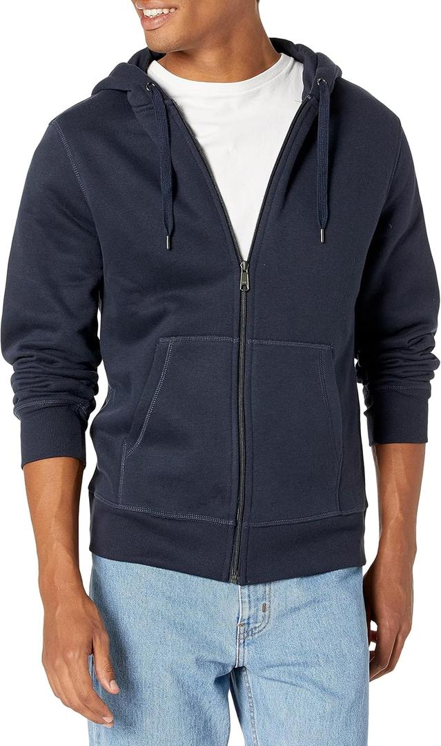 Amazon Essentials Men's Full-Zip Fleece Hoodie Sweatshirt, Navy, XX-Large Big