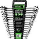 SWANLAKE 15-Piece Metric Combination Wrench Set, 12-Point Max Torque Open End Wrench Set, Cr-V Steel Wrenches 8, 9, 10, 11, 12, 13, 14, 15, 16, 17, 18, 19, 20, 21, 22mm with Storage Rack