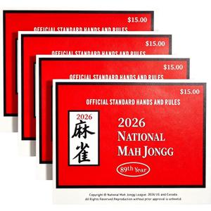 Mahjong Cards 2026 - Large Print American Mah Jongg Reference Cards, 4Pack Waterproof Easy to Read