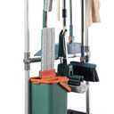 Broom mop Holder Cleaning Supplies Organizer Janitor carts on Wheels Housekeeping Station Storage Tools for Garage, Garden, Closet, Cabinet