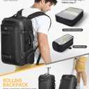Rolling Backpack with Wheels, 50L Carry On Laptop Backpack for Travel & Business, Includes 2 Storage Bags, TSA Lock, Water-Resistant Ideal for Men, Women, Work, Commute & Airline Use