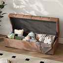 Ottoman with Storage, Storage Ottoman Bench with Safety Hinge, Large End Of Bed Bench, Upholstered Entryway Bench with Seating for Bedroom, Living Room, Put 500 Books,Brown