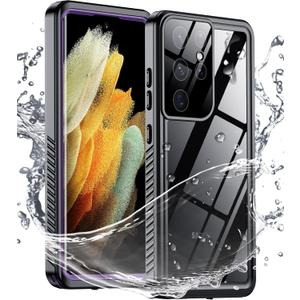SPIDERCASE for Samsung Galaxy S21 Ultra Waterproof Case,IP68 Waterproof and Built-in Screen Protector 360 Full Body Underwater Case Shock-Proof and dust-Proof Galaxy S21 Ultra Case 6.8-inch,Purple