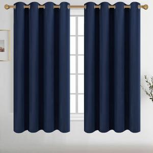Diraysid Navy Blue Grommet Blackout Curtains for Bedroom Thermal Insulated Room Darkening Curtains Drapes, 52 x 72 inch, 2 Panels