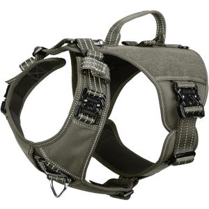 ICEFANG GN8 Tactical Dog Harness with 4X Metal Buckles for Large Sized Dogs,Reflective in Training Walking K9 Dog Vest,No-Pull Front Leash Clip,Adjustable Pet Harness (Green, Large (Pack of 1))