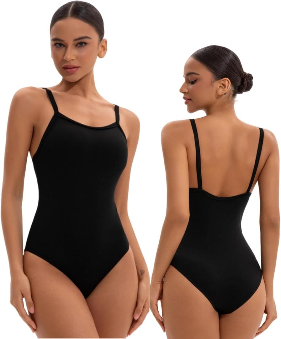 Seamless Women and Girls Ballet Dance Leotards Costume camisole leotard Undergarment Gymnastic Leotard (Small, Black)