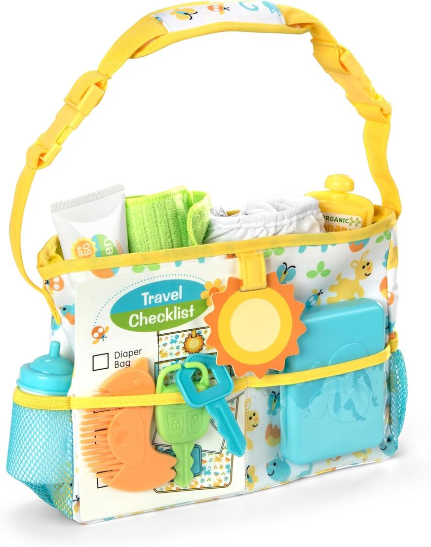 Melissa & Doug Mine to Love Travel Time Play Set for Dolls with Diaper Bag, Bottle, Sunscreen, More (17 pcs) - Baby Doll Accessories, Baby Doll Sets For Kids Ages 3+