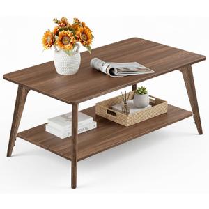 VASAGLE Coffee Table, 2-Tier Center Table with Storage, Tapered Legs, 21.7 x 39.4 x 17.7 inches