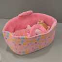 OUOZZZ 10" Soft Baby Doll Set with Plush Doll, Bassinet, Blanket and Bottle, Baby Doll Accessories Pretend Playset Emotional Social Toys Gifts for 2 Year Olds Girls Valentine Birthday Gift