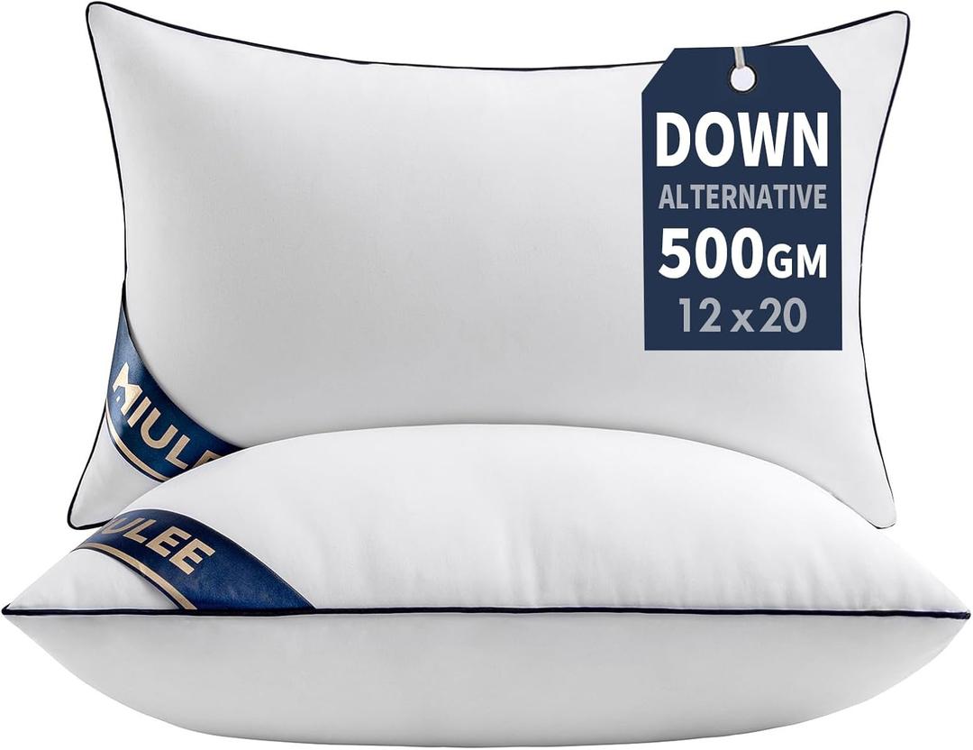 MIULEE 12x20 Pillow Inserts Set of 2 Throw Pillows Premium Down Alternative Lumbar Pillow Inserts Decorative Pillow Stuffer for Sofa, Couch (12x20 inch, Set of 2)