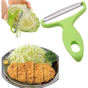 Vegetable Peeler Cabbage Cutting Machine MOANLMY shredded kitchen stainless steel peeling knife gadget shredded cabbage Coleslaw, a must-have tool for western restaurants (Green)
