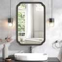 HOMECOOKIN Wood Bathroom Mirrors for Wall Mounted, 24" x 36" Rustic Wood Frame Wall Mirrors Decorative for Living Room or Bedroom Vanity Mirror (Black) A