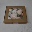 Floroom Blush Cream Artificial Flowers Fake Roses Peonies Dahlia and Greenery Combo Box Set for DIY Wedding Bouquets Bridal Shower Centerpieces Floral Arrangements Party Tables Home Decorations