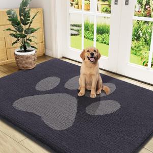 Dog Door Mat for Muddy Paws 47x32, Absorbent Doormat for Inside
Dark Grey, Dirt Trapper, Rubber Backing, Machine Washable Mud Mat for Dogs, Low-Profile Front Entrance Door Mat