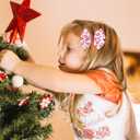 4 PCS Christmas Hair Bow Set - Candy Cane Hair Clips for Girls Handmade Ribbon Hair Bow Clips Non-slip Alligator Clips Hair Barrettes Christmas Hair Accessory for Teens Toddlers Kids Women Gift