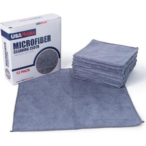 Microfiber Cleaning Cloth Grey - 12 Packs 16"X16" - High Performance - 1200 Wash