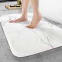 Marble Bathroom Mat Rugs Abstract White Gray Marble Texture Microfiber Faux Cashmere Thick Plush Bath Mat Non-Slip Water Absorbent Bath Carpet for Bathtub Bathroom Floor Tub 16X24 Inch