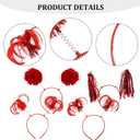 COCIDE 16Pcs Pom Pom Headbands Party Headbands Tinsel Wrapped Ponytails Headbopper Headwear for Birthday Festival (Red)
