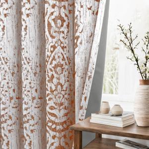 Boho Vintage Black Out Curtains 84 Inch Long,Rustic Farmhouse Floral Blackout Western Terracotta Rust Aztec Mandala Bohemian Mid Century Modern Curtains for Living Room Bedroom Window 2 Panel Set