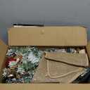 MARTINE MALL 2FT Pre-Decorated Small Christmas Tree with Lights, Artificial Tabletop Mini Christmas Tree Snowy Flocked Xmas Trees with Gold Poinsettia Bow Ball Ornaments for Table Desk Small Space