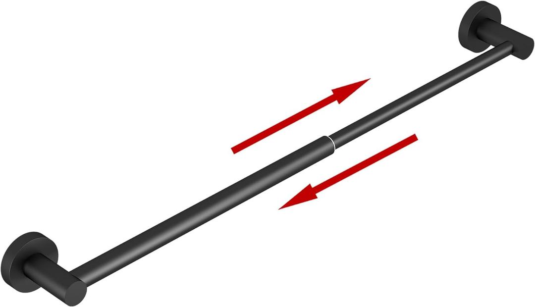 Towel Bar - Adjustable 304 Stainless Steel Towel Holder for Bathroom (11.8inch-22.6inch) Sturdy and Rustproof Wall Mounted Towel Rack for Bathroom Accessories, Black