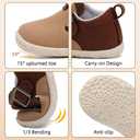 JOINFREE Toddler Shoes Girls Boys Lightweight Dress Shoes Wide Barefoot Flats Fashion School Shoe Kids Fall Walking Sneakers (Apricotbrown)