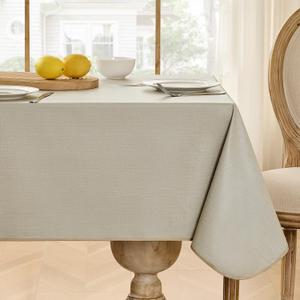 Softalker Vinyl Tablecloth Rectangle, Outdoor 100% Waterproof Oil Proof Plastic Edge Binding Table Cloth, Heavy Duty Thick Wipeable PVC Table Covers for Picnic Dining Party - 54 x 120 Inch, Sand