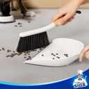MR.SIGA Dustpan and Brush Set, Portable Cleaning Brush and Dustpan Combo with Bamboo Handle, White, 1 Set