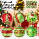 Christmas Ball Ornaments for Tree,12 Pcs 2.4 Inch Red and Green Christmas Ornaments for Xmas Hanging Tree Decorations Party Decor
