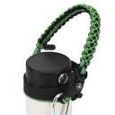 QeeCord Paracord Handle Compatible with Hydro Flask 2.0 Wide Mouth Water Bottle Carrier with New Ring and Carabiner, 12oz, 16oz,18oz, 32oz, 40oz, 64oz (32 oz-40 oz Wide Mouth, Green)