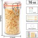 Flrolove 16 oz Glass Jars with Airtight Lid, Set of 6 Mason Jars 16 oz, Glass Storage Jars, Airtight Glass Jars, Canning JarGlass Canister with Seal for Pickle, Vanilla, Cookie, Jelly
