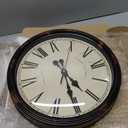 Round Classic Wall Clock Silent Non Ticking 16 Inch Extra Large Quality Quartz Vintage Clock, Rome Retro Decorate Clock Battery Operated, Easy to Read for Home Kitchen Living/Restaurant (Black-brown)