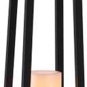 Integrated LED Solar Lantern Outdoor Large H24 Inch Black Metal Decorative Solar Light with Flickering Candle Waterproof Patio Lantern for Garden Pathway Porch Yard