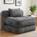 Folding Sofa Bed, Convertible Sleeper Chair with Pillow Foldable Mattress with Back Support, Portable Fold Out Chair Bed Comfy Floor Couch Lounge for Living Room Bedroom Apartment Single